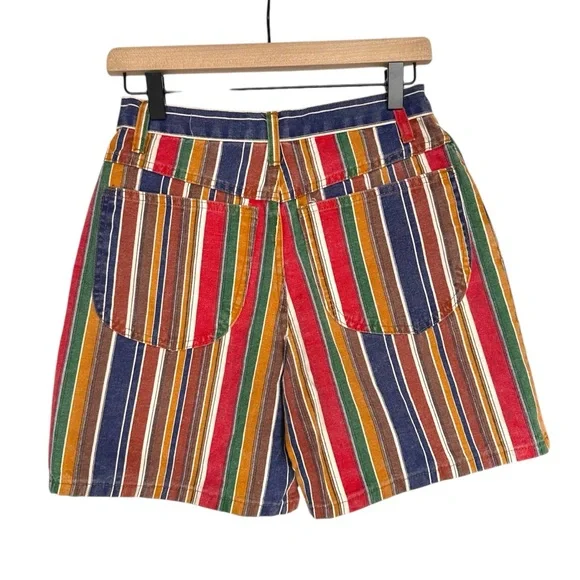 90s Y2K Jay Jacob’s Rainbow Striped Mom Jean Shorts VTG 26” High Waist Denim - Picture 2 of 7